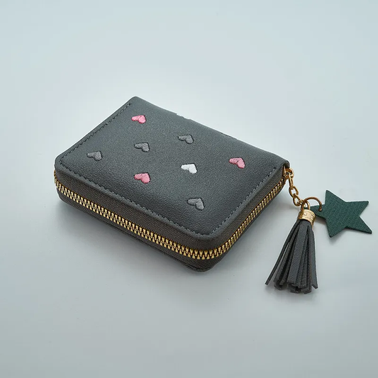 Grey Heart & Star Purse